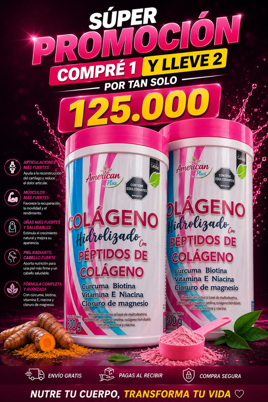 COLAGENO HIDROLIZADO X800G AMERICAN PLUS